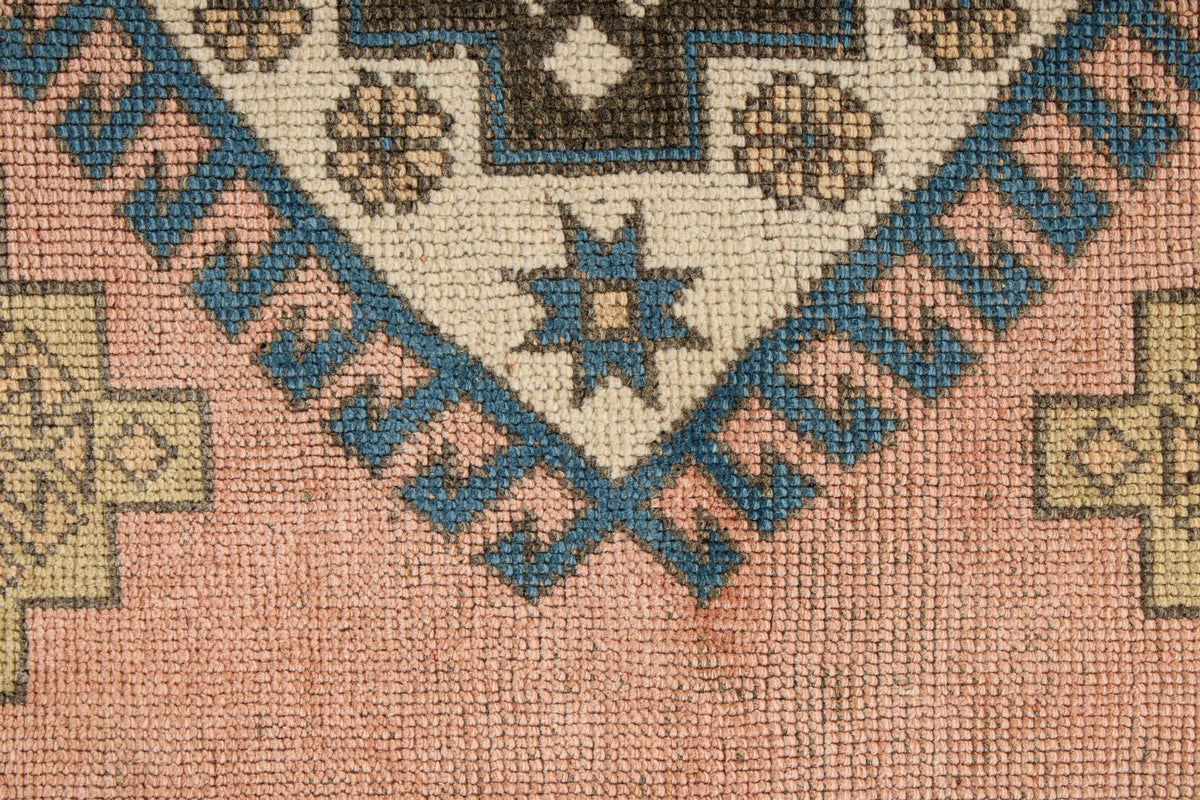 4x7 Pink and White Turkish Tribal Rug