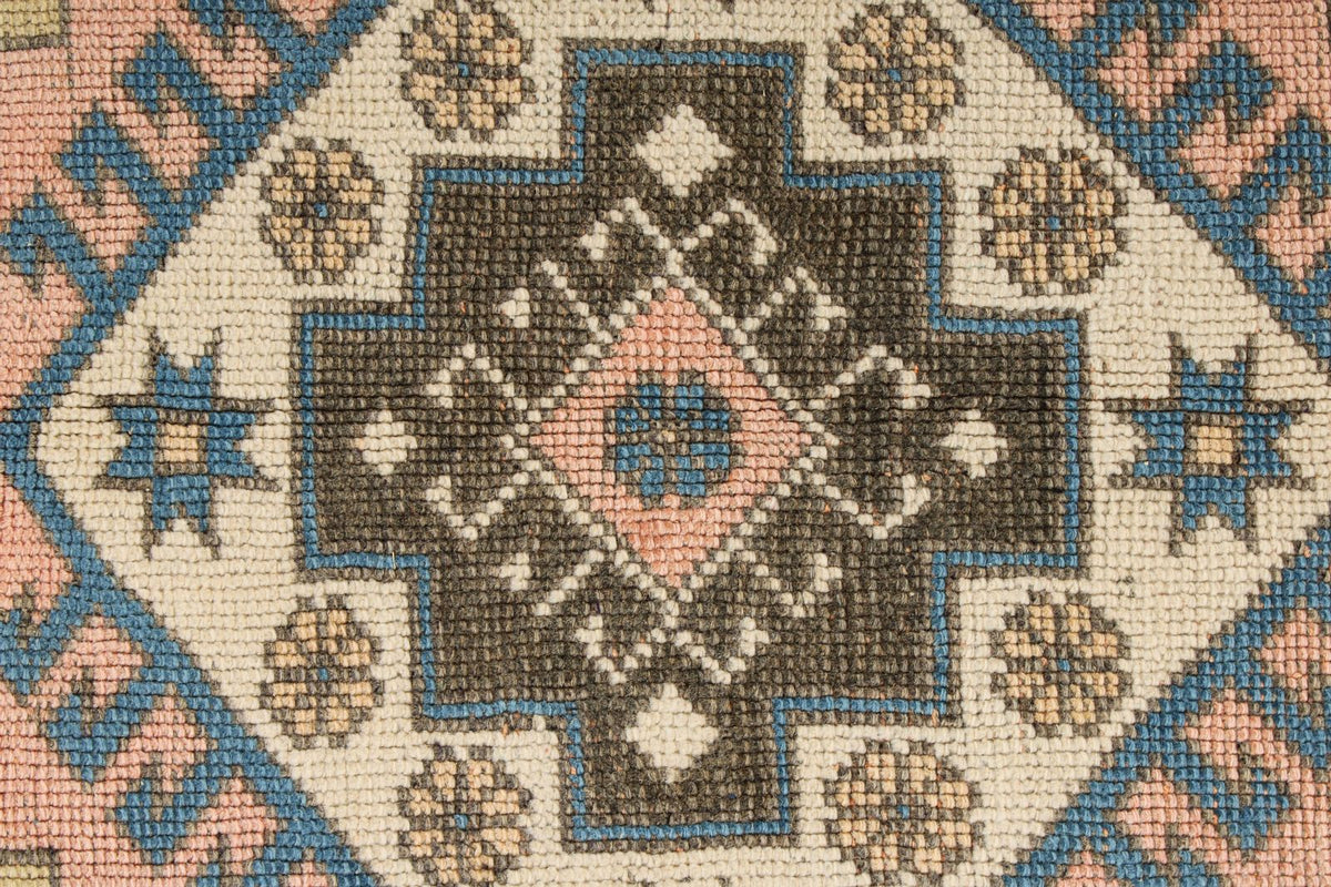 4x7 Pink and White Turkish Tribal Rug