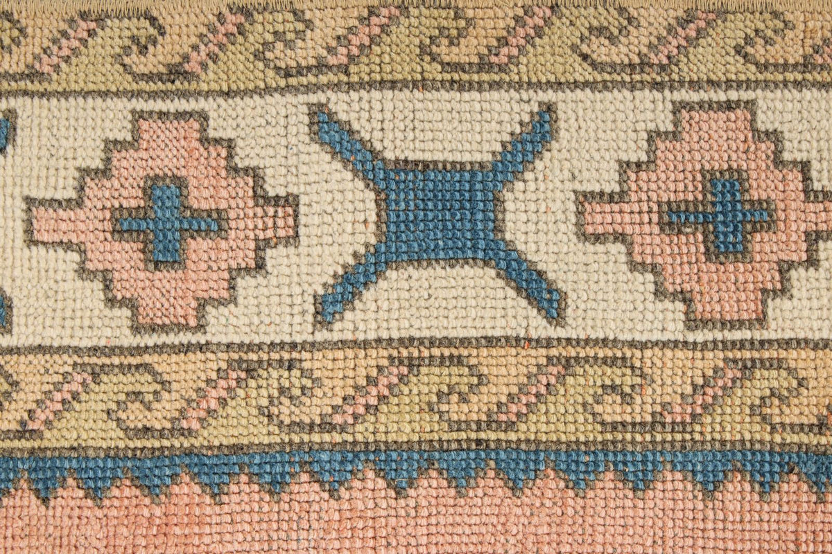 4x7 Pink and White Turkish Tribal Rug