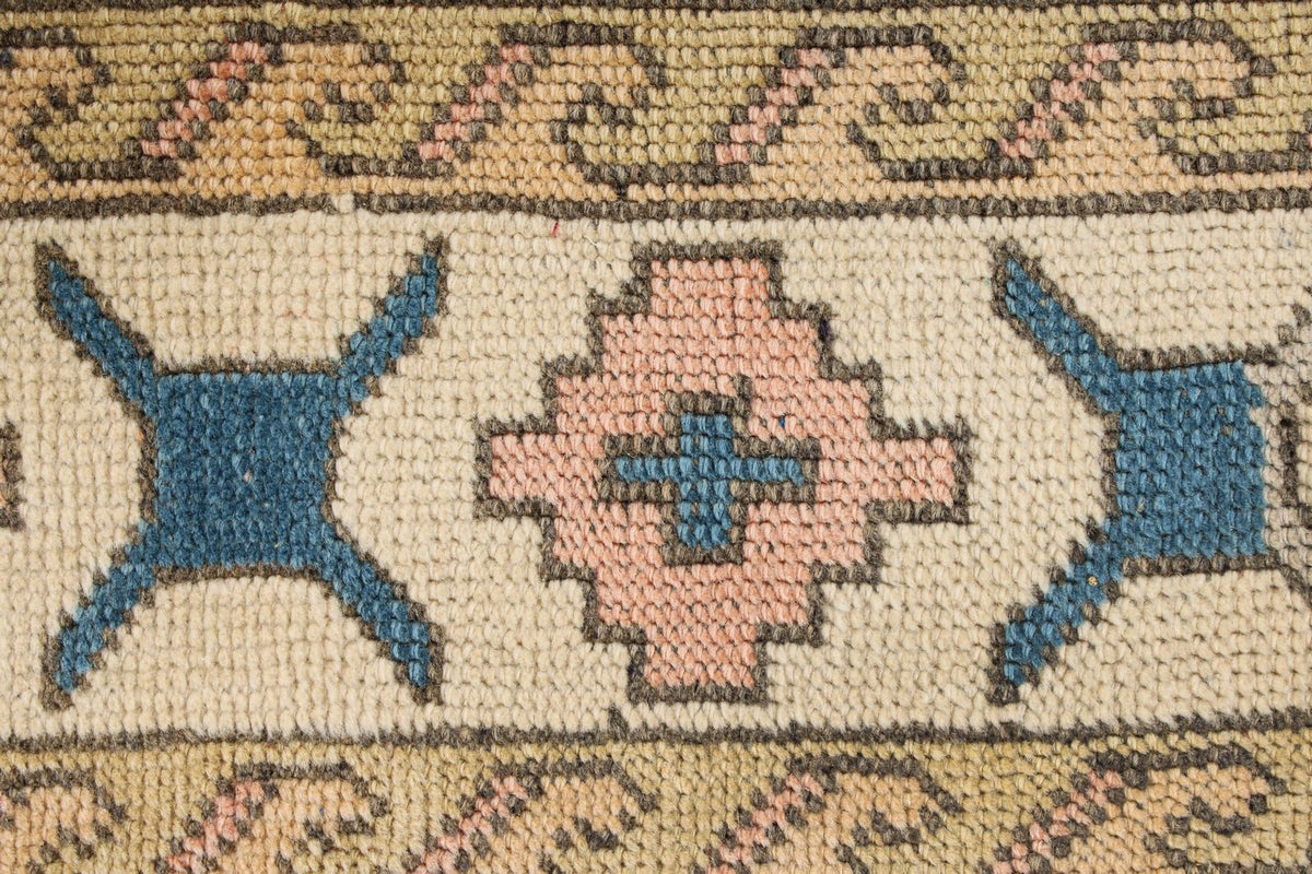 4x7 Pink and White Turkish Tribal Rug