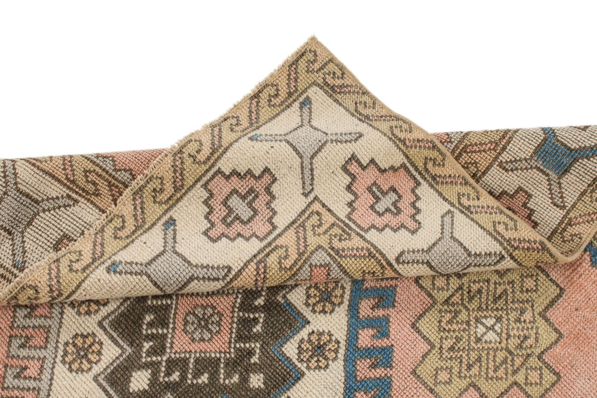 4x7 Pink and White Turkish Tribal Rug