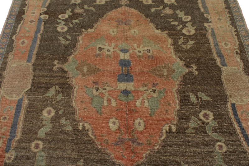 6x10 Brown and Pink Turkish Tribal Rug
