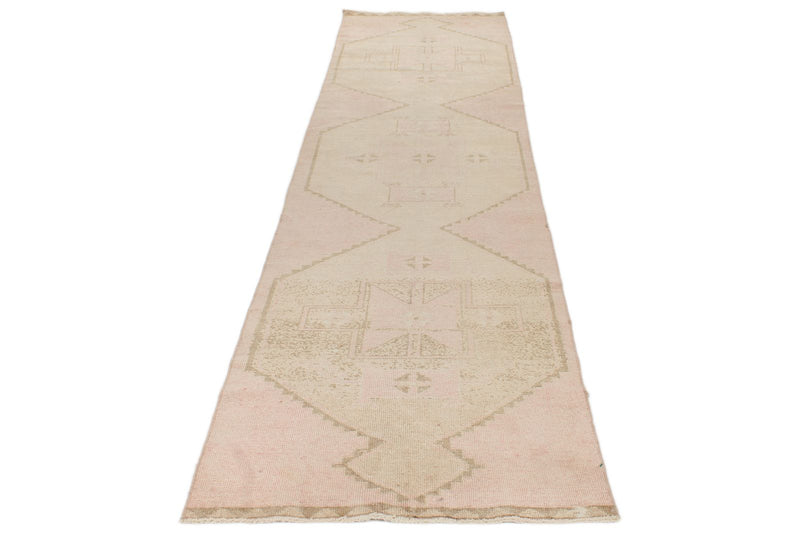 3x13 Pink and Green Turkish Tribal Runner