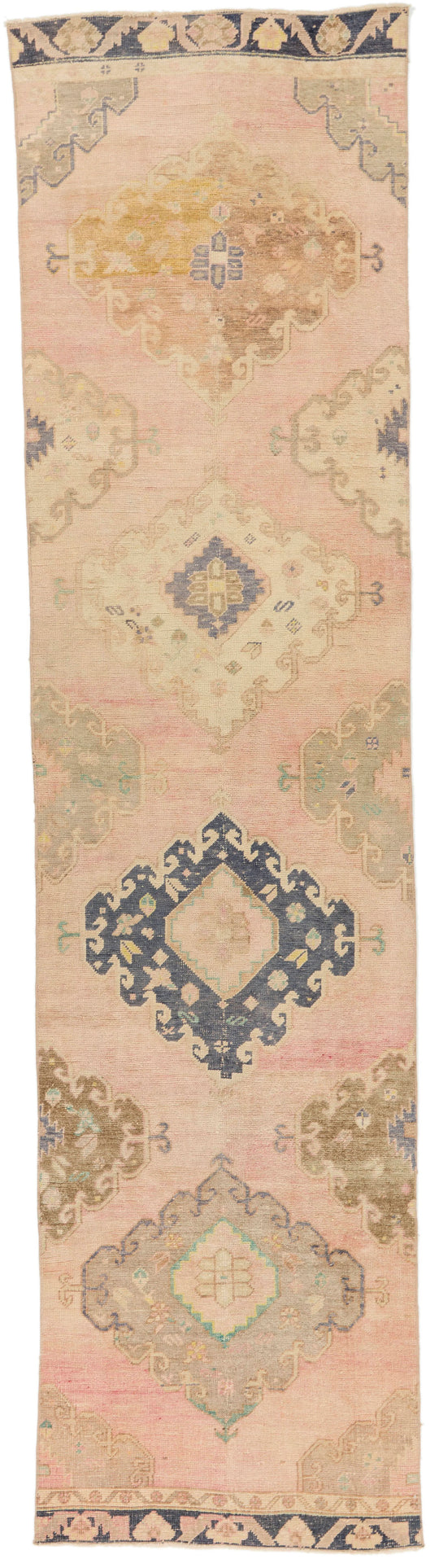 3x12 Pink and Navy Turkish Tribal Runner