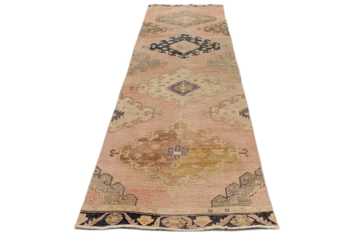 3x12 Pink and Navy Turkish Tribal Runner