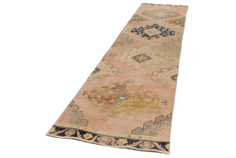 3x12 Pink and Navy Turkish Tribal Runner