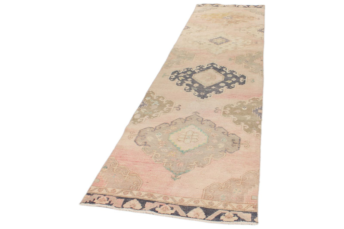 3x12 Pink and Navy Turkish Tribal Runner