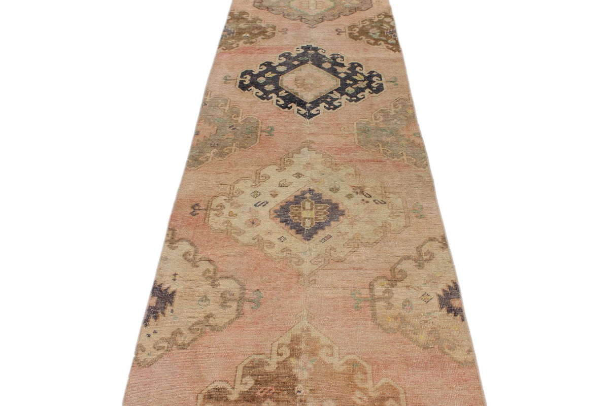 3x12 Pink and Navy Turkish Tribal Runner