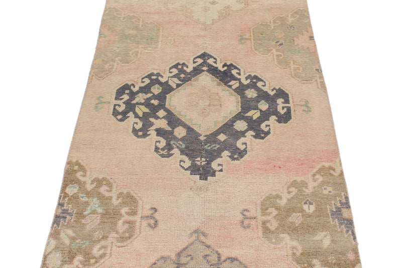 3x12 Pink and Navy Turkish Tribal Runner