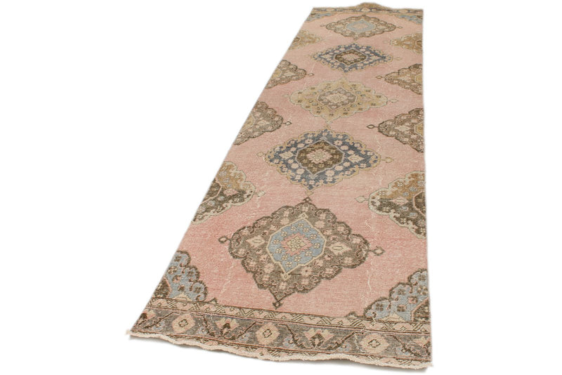 3x13 Brown and Pink Turkish Tribal Runner
