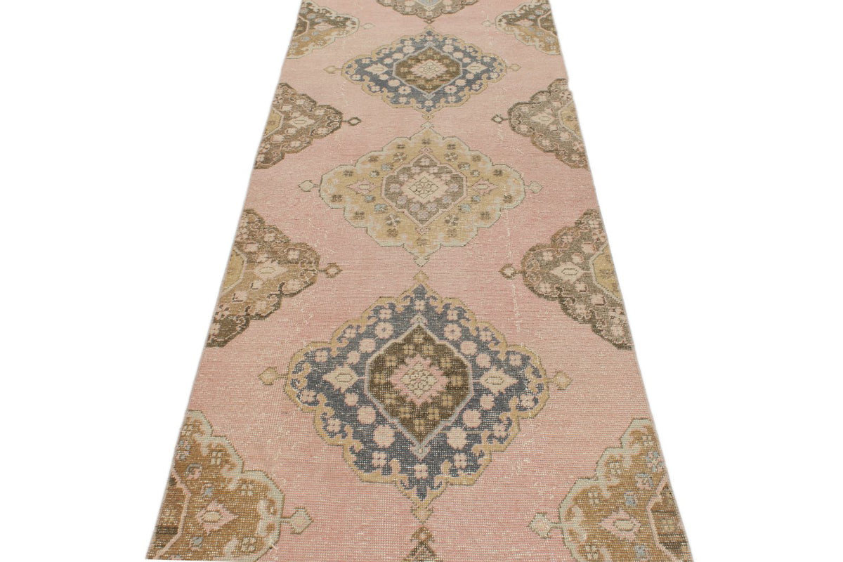 3x13 Brown and Pink Turkish Tribal Runner