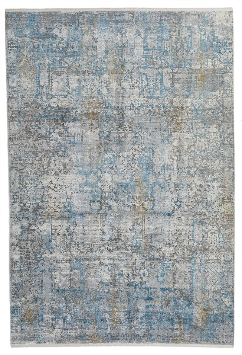 7x10 Blue and Gold Turkish Antep Rug