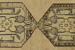 4x9 Ivory and Brown Turkish Tribal Rug