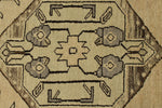 4x9 Ivory and Brown Turkish Tribal Rug