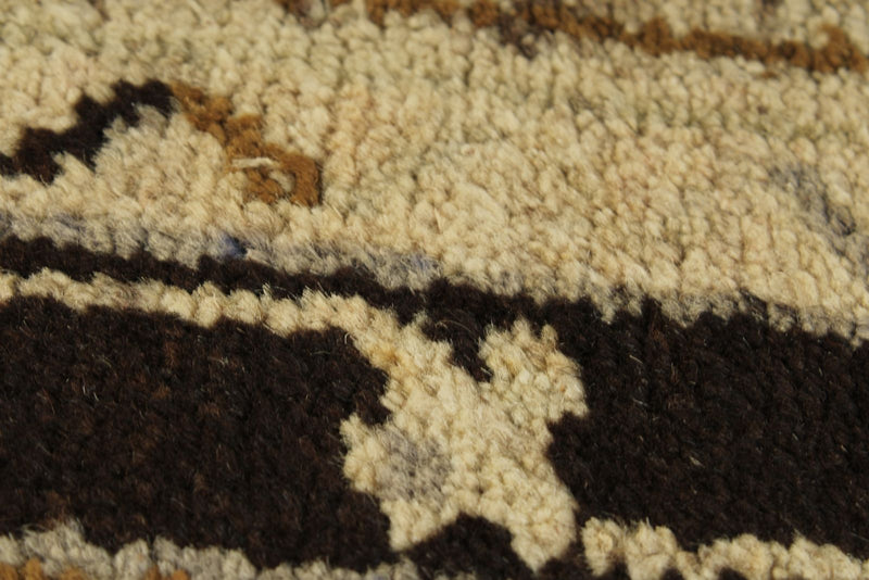 4x9 Ivory and Brown Turkish Tribal Rug