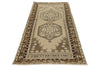 4x9 Ivory and Brown Turkish Tribal Rug
