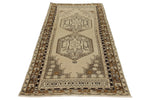 4x9 Ivory and Brown Turkish Tribal Rug