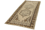 4x9 Ivory and Brown Turkish Tribal Rug