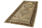 4x9 Ivory and Brown Turkish Tribal Rug