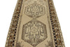 4x9 Ivory and Brown Turkish Tribal Rug