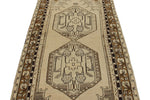 4x9 Ivory and Brown Turkish Tribal Rug