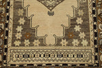 4x9 Ivory and Brown Turkish Tribal Rug