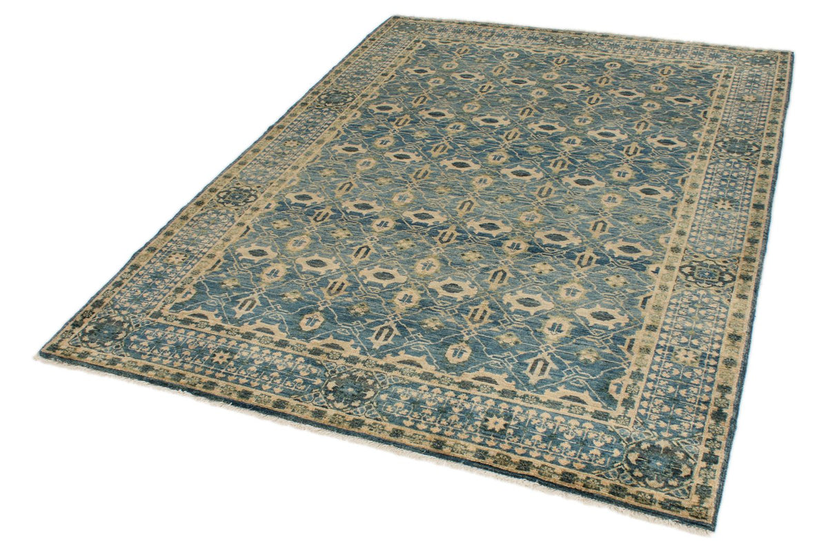 5x7 Gold and Blue Traditional Rug