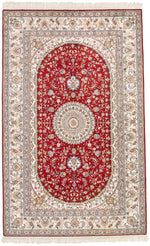 5x8 Red and White Turkish Antep Rug