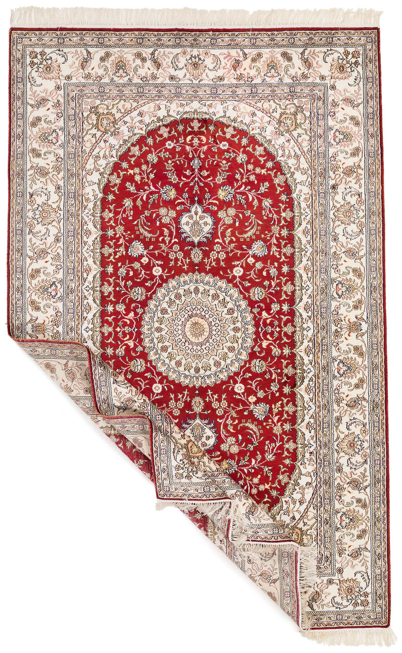 5x8 Red and White Turkish Antep Rug