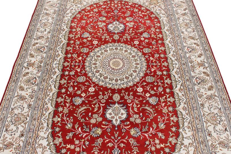 5x8 Red and White Turkish Antep Rug