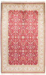 5x8 Red and White Turkish Silk Rug