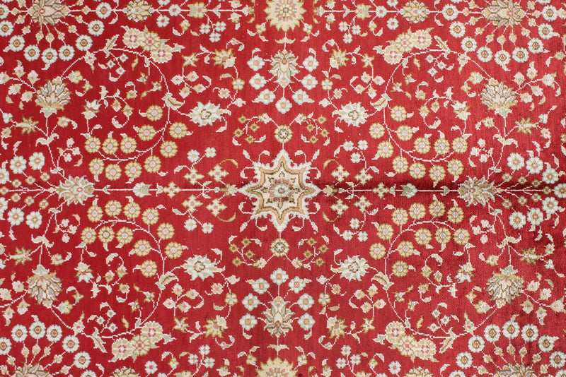 5x8 Red and White Turkish Silk Rug