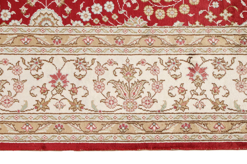 5x8 Red and White Turkish Silk Rug