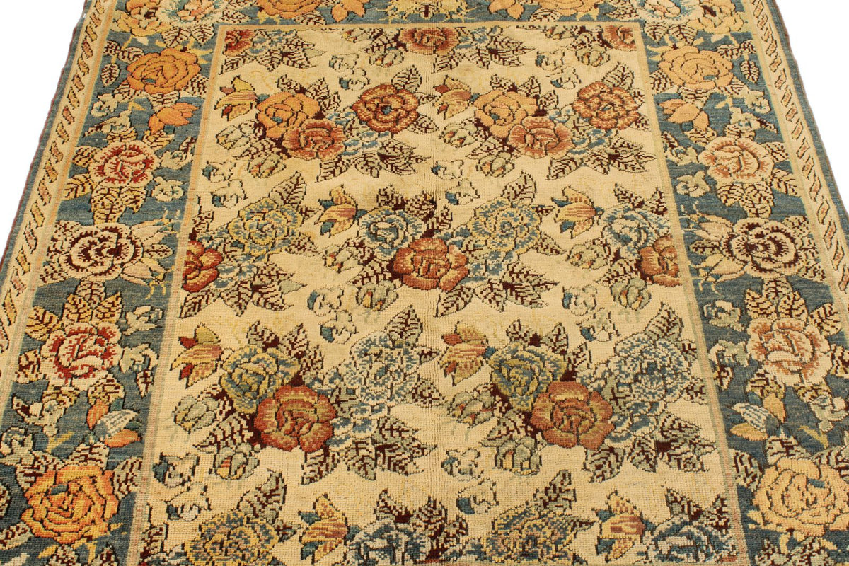 5x5 Blue and Beige Anatolian Tribal Rug