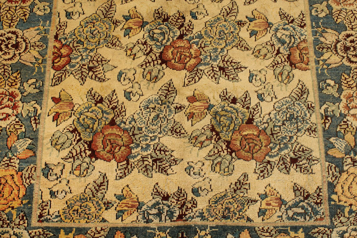 5x5 Blue and Beige Anatolian Tribal Rug