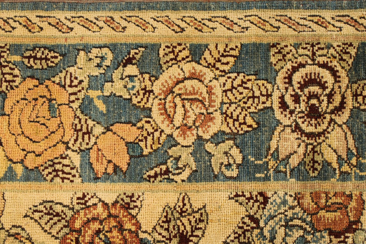 5x5 Blue and Beige Anatolian Tribal Rug