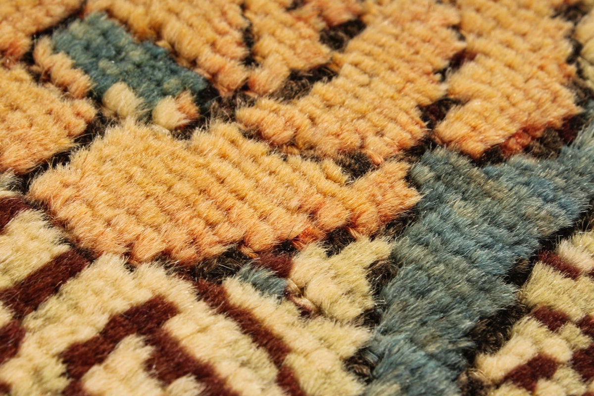 5x5 Blue and Beige Anatolian Tribal Rug