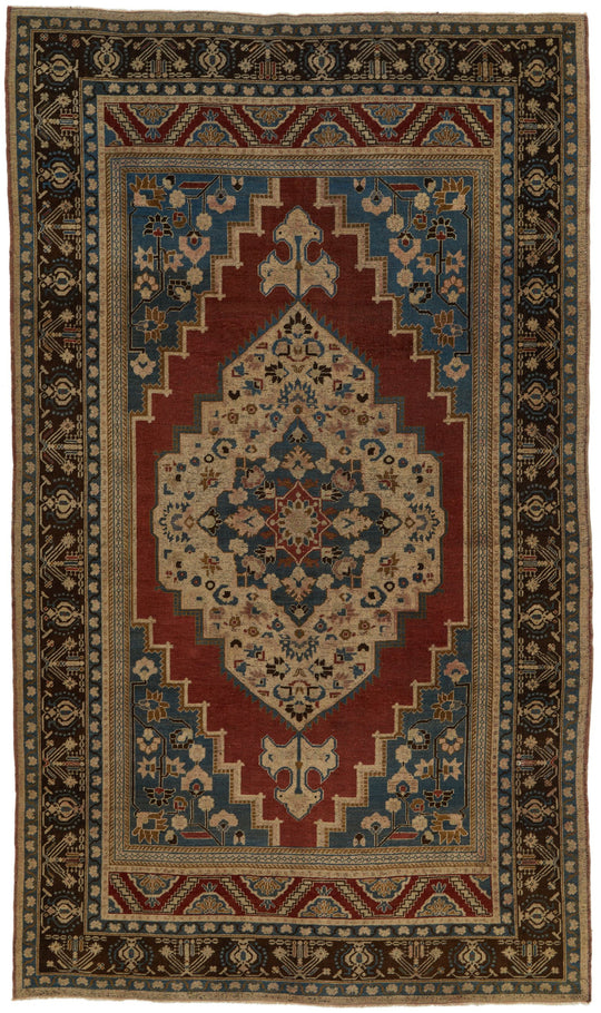 6x10 Red and Brown Turkish Tribal Rug