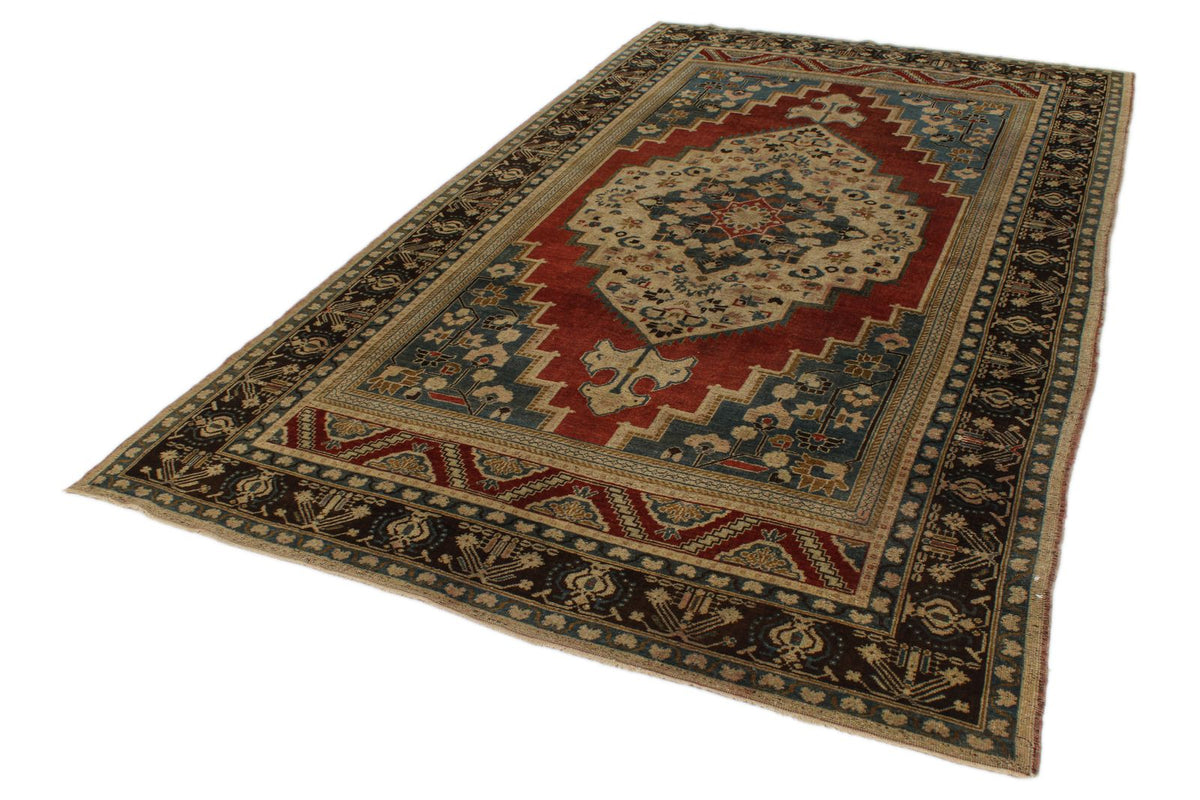 6x10 Red and Brown Turkish Tribal Rug