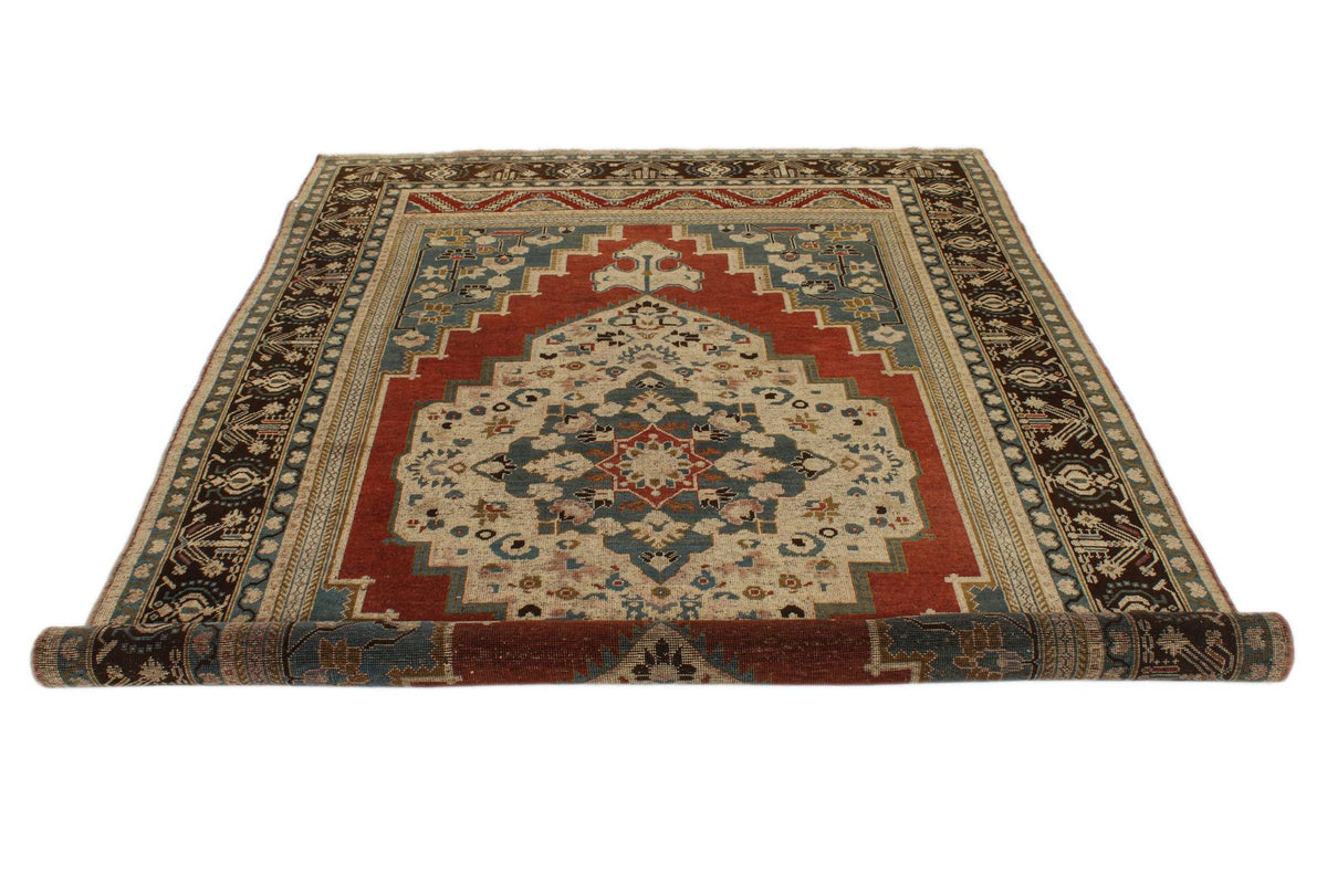 6x10 Red and Brown Turkish Tribal Rug