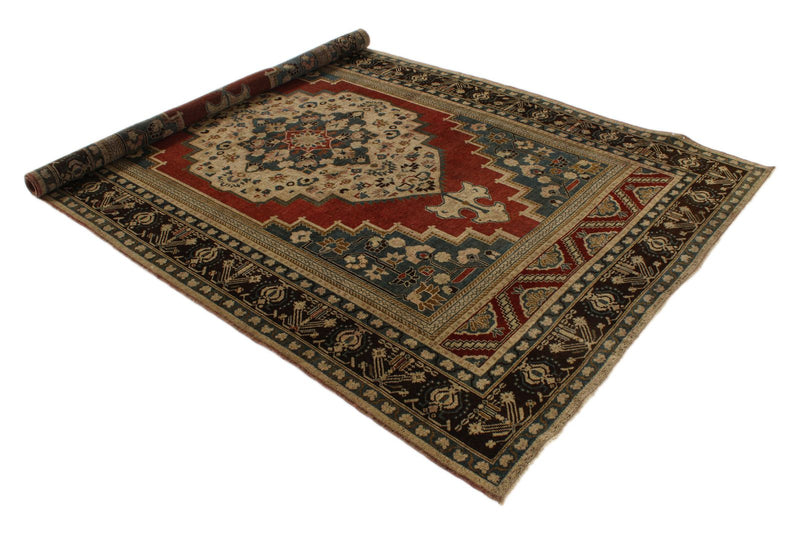 6x10 Red and Brown Turkish Tribal Rug