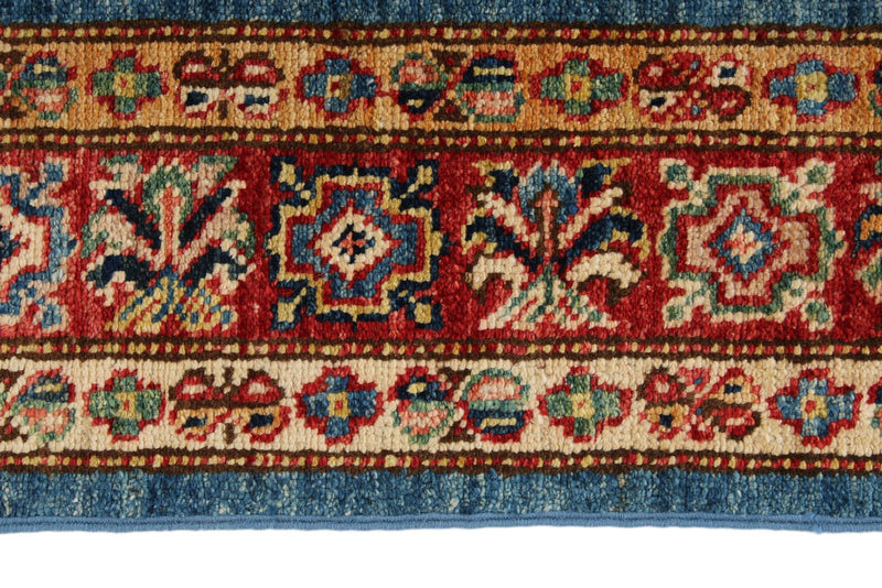 3x23 Red and Blue Kazak Tribal Runner