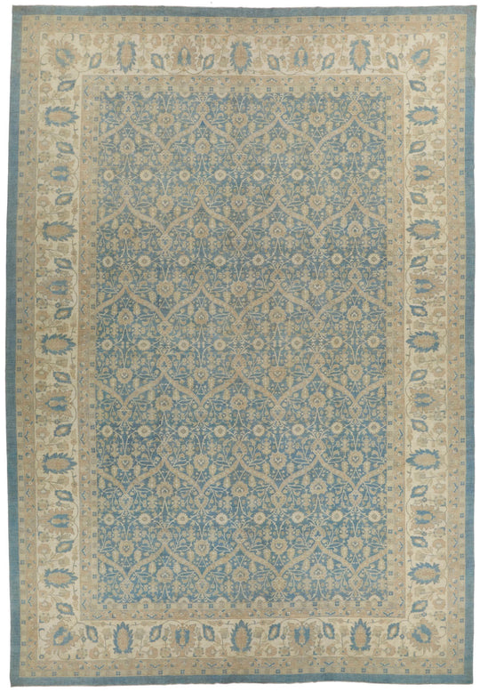 12x18 Blue and Beige Turkish Oushak Rug