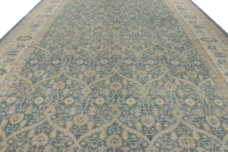 12x18 Blue and Beige Turkish Oushak Rug