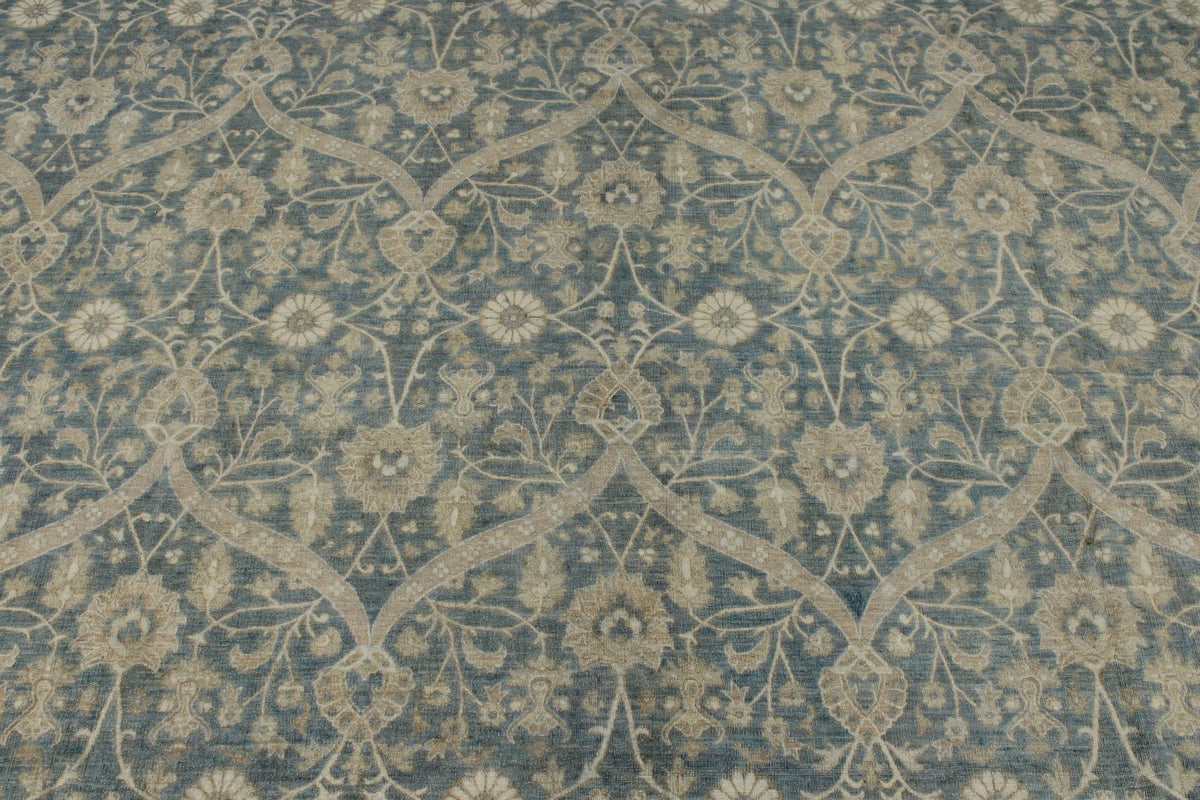 12x18 Blue and Beige Turkish Oushak Rug
