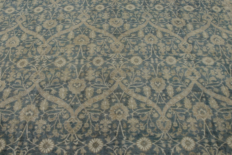 12x18 Blue and Beige Turkish Oushak Rug