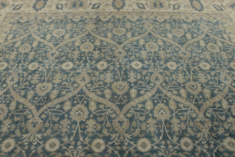 12x18 Blue and Beige Turkish Oushak Rug