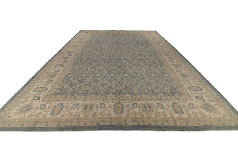 12x18 Blue and Beige Turkish Oushak Rug