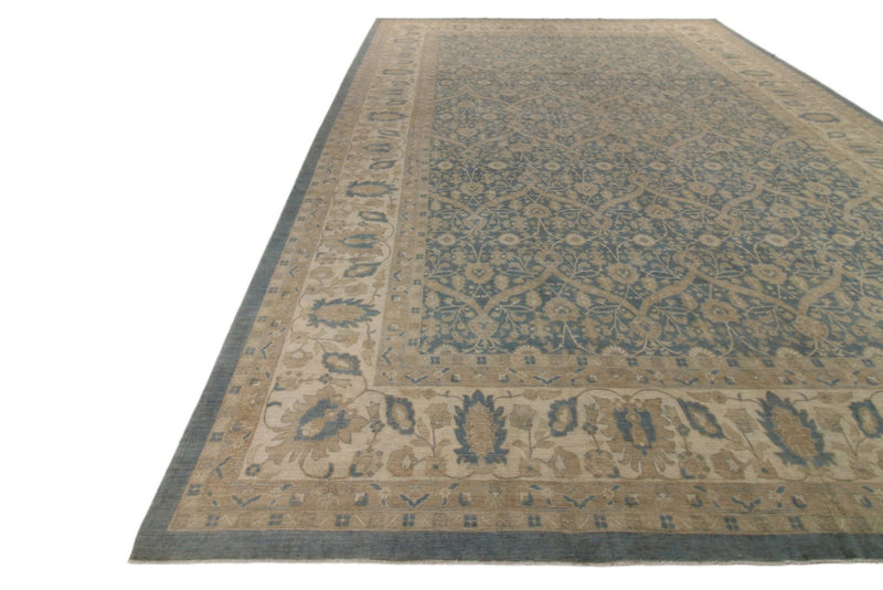 12x18 Blue and Beige Turkish Oushak Rug