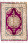 5x6 Purple and Ivory Turkish Silk Rug